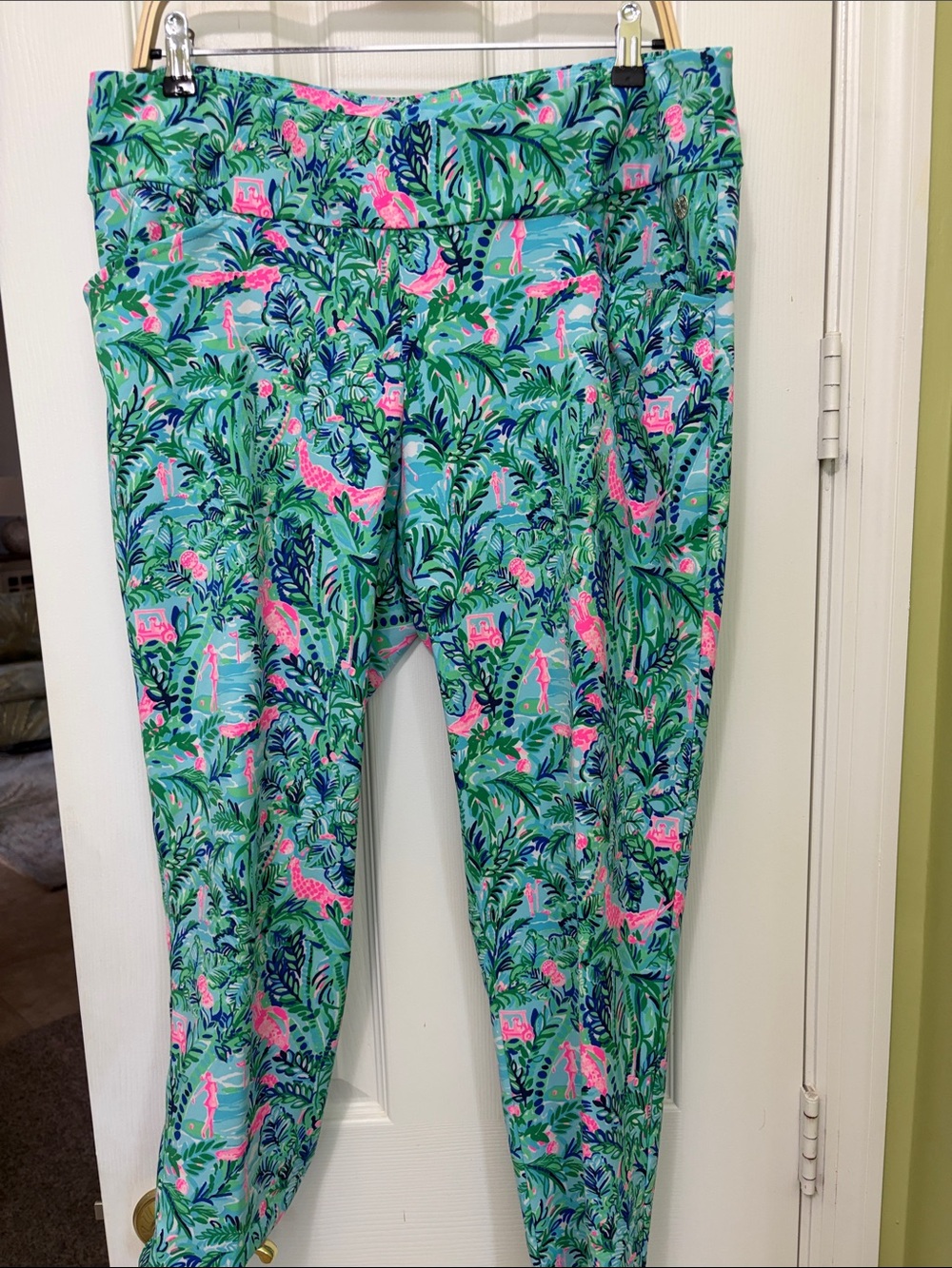 Lilly Pulitzer Tropical Flamingo Leggings - Teal, Pink & Green